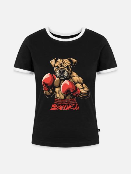 Boxer Hund - Frauen Kontrast-T-Shirt - Schwarz/Weiß