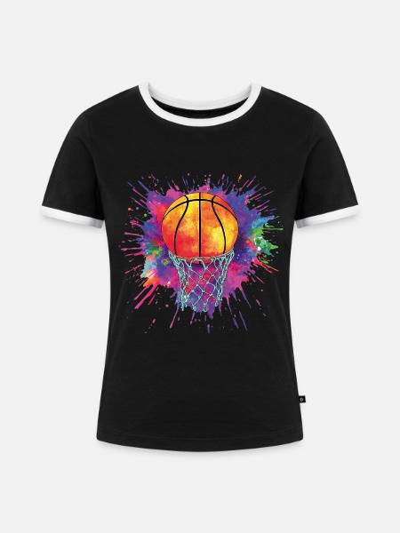 Basketball - Frauen Kontrast-T-Shirt - Schwarz/Weiß
