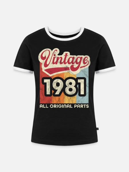 Jahrgang 1981 - Frauen Kontrast-T-Shirt - Schwarz/Weiß