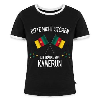 Bitte Nicht Stören Ich Träume Von Kamerun - Frauen Kontrast-T-Shirt - Schwarz/Weiß - Vorne - Selfina (174cm)