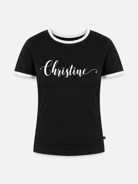 (christine) - Frauen Kontrast-T-Shirt - Schwarz/Weiß