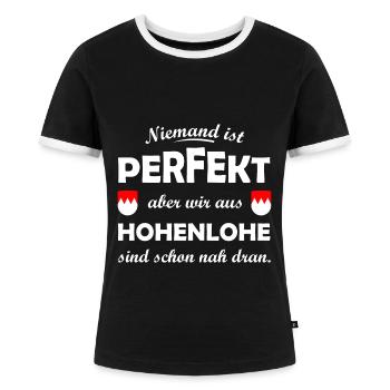 Die Hohenloher - Frauen Kontrast-T-Shirt - Schwarz/Weiß - Vorne - Selfina (174cm)