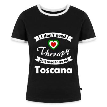 Urlaub in der Toscana - Frauen Kontrast-T-Shirt - Schwarz/Weiß - Vorne - Selfina (174cm)