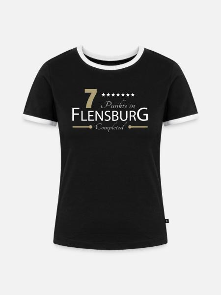 7 Punkte in Flensburg - Frauen Kontrast-T-Shirt - Schwarz/Weiß