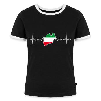 NRW Nordrhein-Westfalen Liebe Heimat - Frauen Kontrast-T-Shirt - Schwarz/Weiß - Vorne - Selfina (174cm)