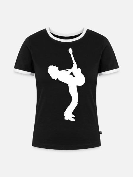 guitar player - Frauen Kontrast-T-Shirt - Schwarz/Weiß