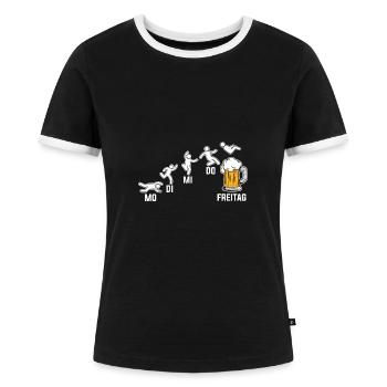 Saufen Party Biertrinker Bier - Frauen Kontrast-T-Shirt - Schwarz/Weiß - Vorne - Selfina (174cm)