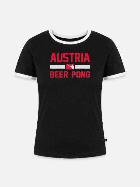 Austria Beer Pong - Frauen Kontrast-T-Shirt - Schwarz/Weiß