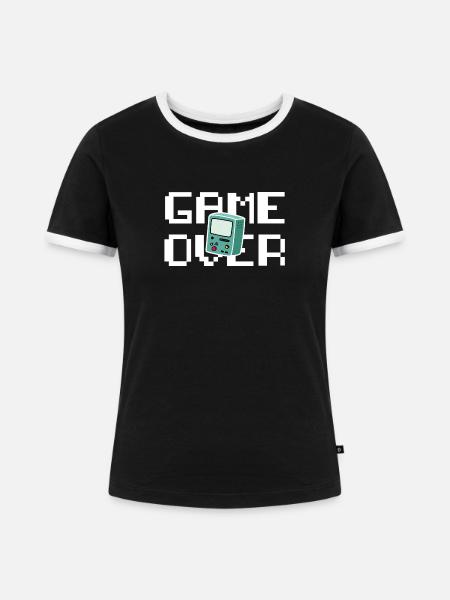 Game Over Retrogaming - Frauen Kontrast-T-Shirt - Schwarz/Weiß