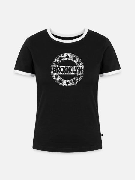 Brooklyn - Frauen Kontrast-T-Shirt - Schwarz/Weiß