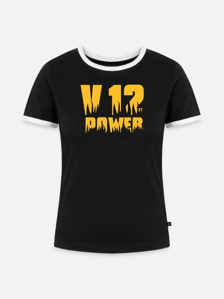 V12 POWER - Frauen Kontrast-T-Shirt - Schwarz/Weiß
