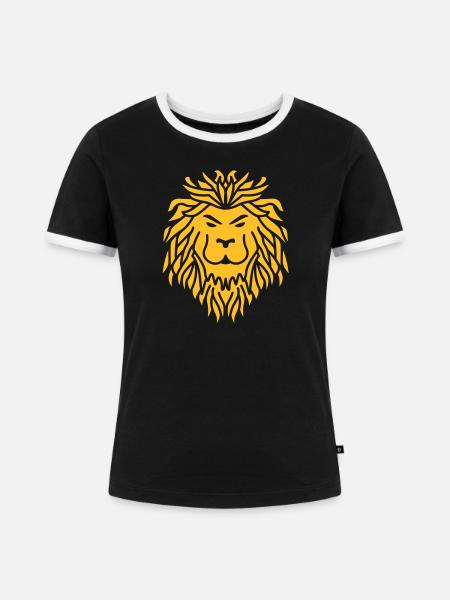 Löwe Tribal – Kraftvolles Wappentier-Design - Frauen Kontrast-T-Shirt - Schwarz/Weiß