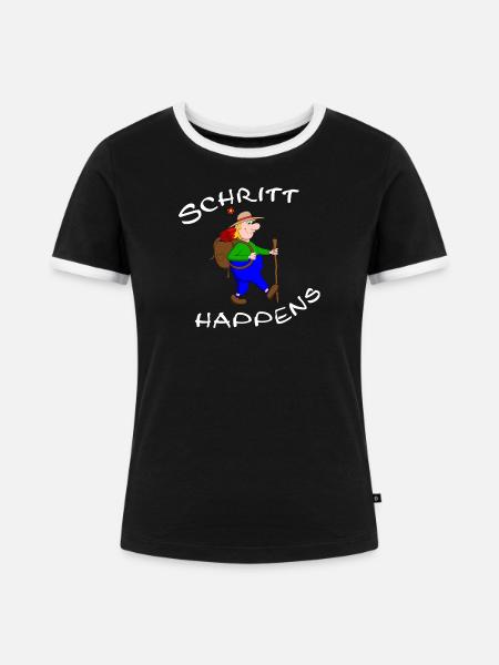 Wanderlust - Frauen Kontrast-T-Shirt - Schwarz/Weiß