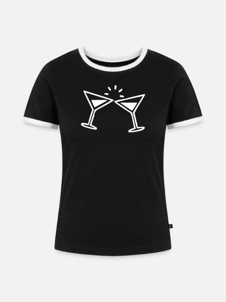 Martini Glas - Frauen Kontrast-T-Shirt - Schwarz/Weiß