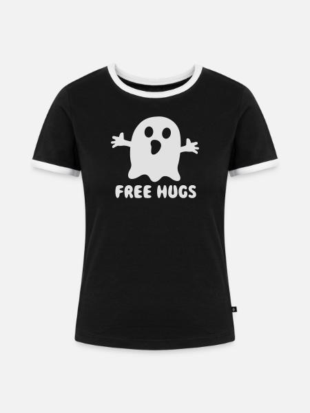 Free hugs ghost - Frauen Kontrast-T-Shirt - Schwarz/Weiß
