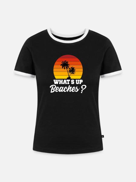 Whats up Beaches - Frauen Kontrast-T-Shirt - Schwarz/Weiß