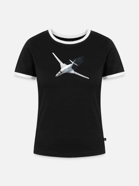 Tupolew Tu-160 - Frauen Kontrast-T-Shirt - Schwarz/Weiß