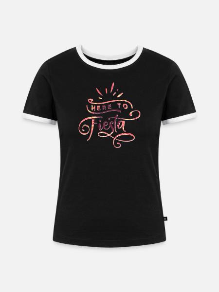 HERE TO FIESTA - Frauen Kontrast-T-Shirt - Schwarz/Weiß
