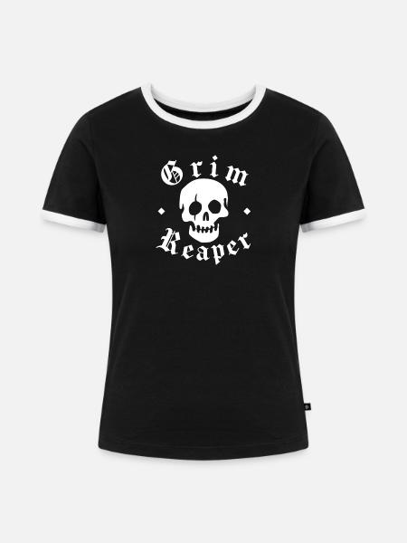 Grim Reaper Skull - Frauen Kontrast-T-Shirt - Schwarz/Weiß