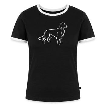Setter stehend - Frauen Kontrast-T-Shirt - Schwarz/Weiß - Vorne - Selfina (174cm)