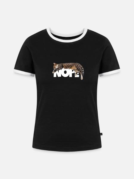 Nope Katze - Frauen Kontrast-T-Shirt - Schwarz/Weiß