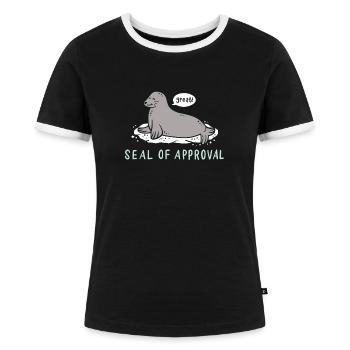 Robbe - Frauen Kontrast-T-Shirt - Schwarz/Weiß - Vorne - Selfina (174cm)