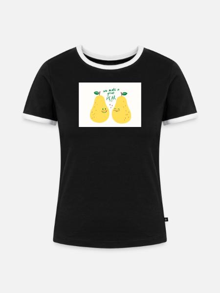 BIRNE - Frauen Kontrast-T-Shirt - Schwarz/Weiß