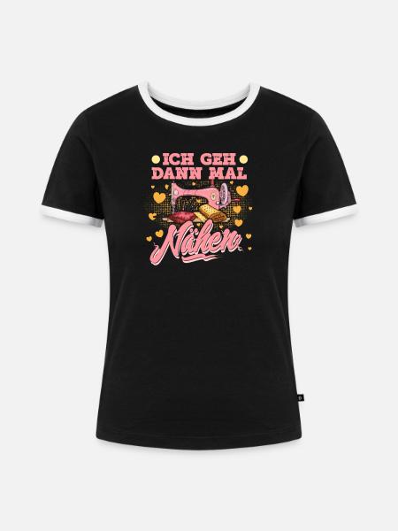 Nähen - Frauen Kontrast-T-Shirt - Schwarz/Weiß