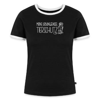 Meine Lieblingsrasse Tierschutz Tierheim Hund - Frauen Kontrast-T-Shirt - Schwarz/Weiß - Vorne - Selfina (174cm)