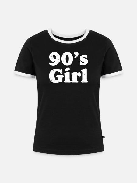 90er Mädchen Retro-Neon - Frauen Kontrast-T-Shirt - Schwarz/Weiß