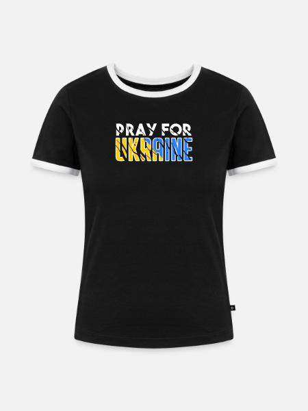 Ukraine - Frauen Kontrast-T-Shirt - Schwarz/Weiß