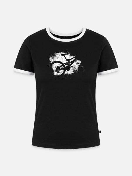Fahrrad MTB - Frauen Kontrast-T-Shirt - Schwarz/Weiß