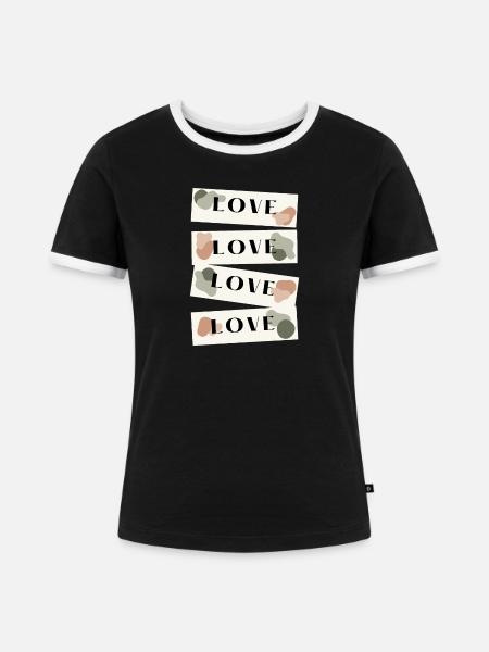 Liebe an abstrakten Stellen - Frauen Kontrast-T-Shirt - Schwarz/Weiß