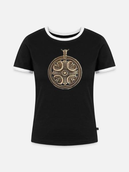 Kaleva Bronze Dekoration - Frauen Kontrast-T-Shirt - Schwarz/Weiß