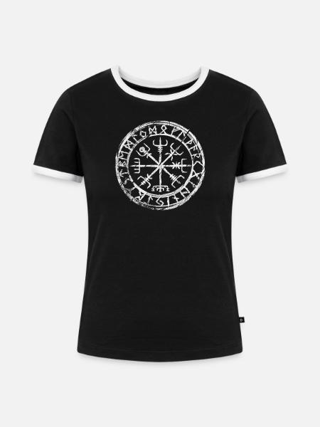 Vegvisir - Frauen Kontrast-T-Shirt - Schwarz/Weiß