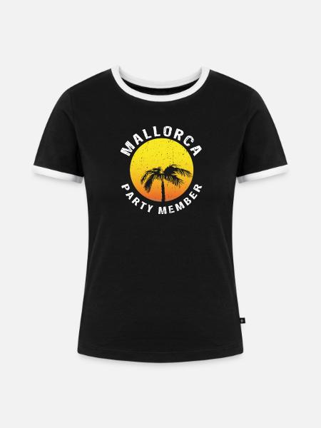 MALLORCA PARTY MEMBER - Frauen Kontrast-T-Shirt - Schwarz/Weiß