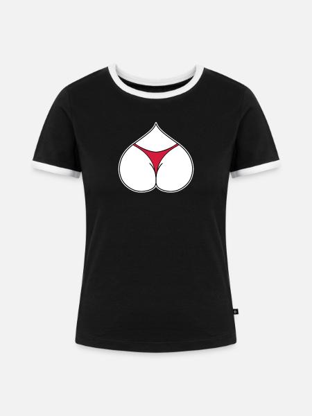 Arsch Herz Liebe - Frauen Kontrast-T-Shirt - Schwarz/Weiß