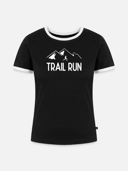 Trailrun - Frauen Kontrast-T-Shirt - Schwarz/Weiß