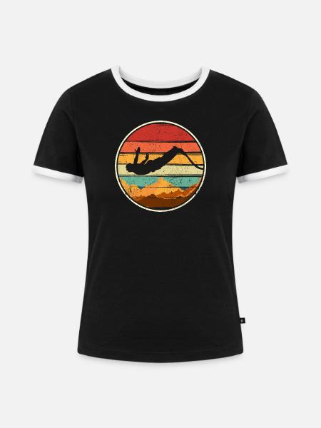 Sunset Summit Dive Circle - Frauen Kontrast-T-Shirt - Schwarz/Weiß