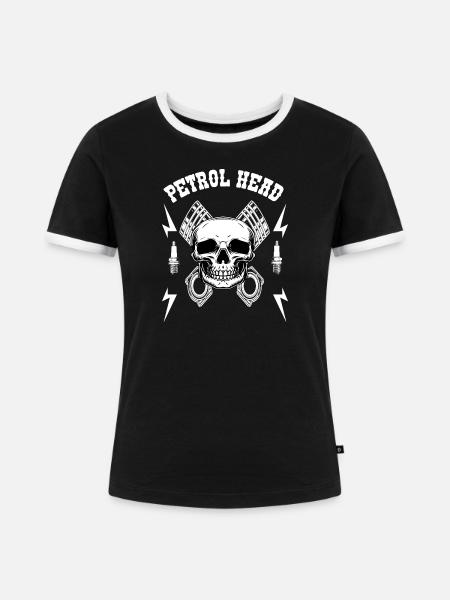 Petrol Head - Frauen Kontrast-T-Shirt - Schwarz/Weiß