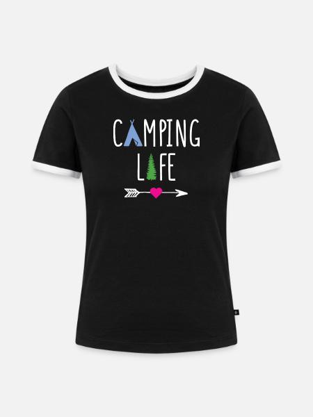 Leben auf dem Campingplatz - Frauen Kontrast-T-Shirt - Schwarz/Weiß