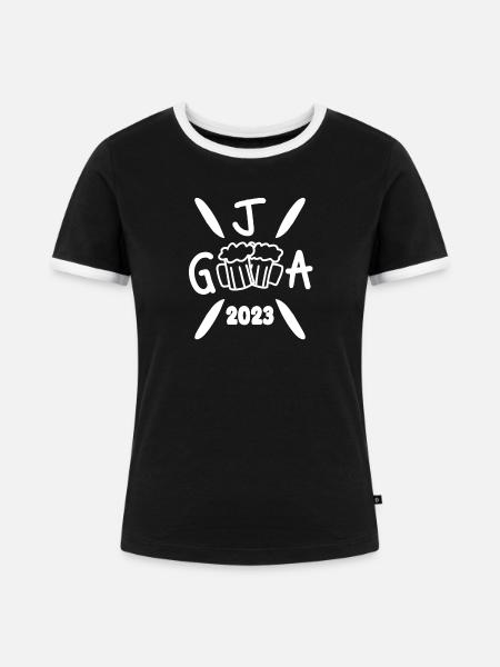 2023 Junggesellenabschied Bier - Frauen Kontrast-T-Shirt - Schwarz/Weiß