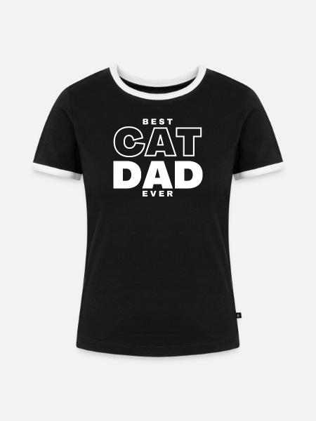 Bester Katzenpapa - Frauen Kontrast-T-Shirt - Schwarz/Weiß