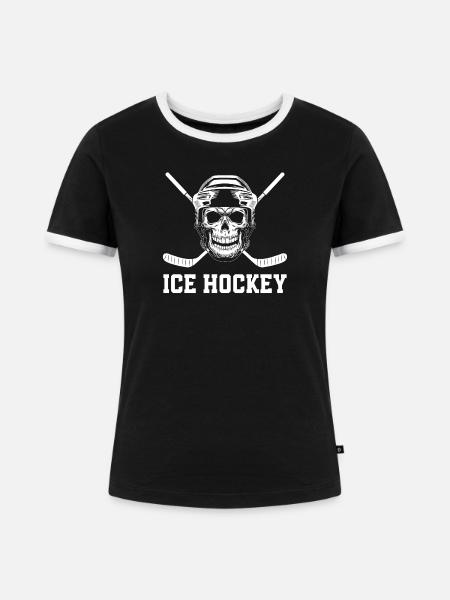 Eishockey  - Frauen Kontrast-T-Shirt - Schwarz/Weiß
