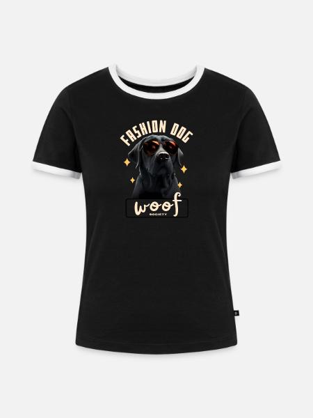 Dog Glam-Sonnenbrille - Frauen Kontrast-T-Shirt - Schwarz/Weiß