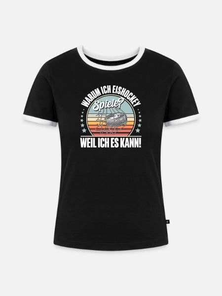 Eishockey - Frauen Kontrast-T-Shirt - Schwarz/Weiß