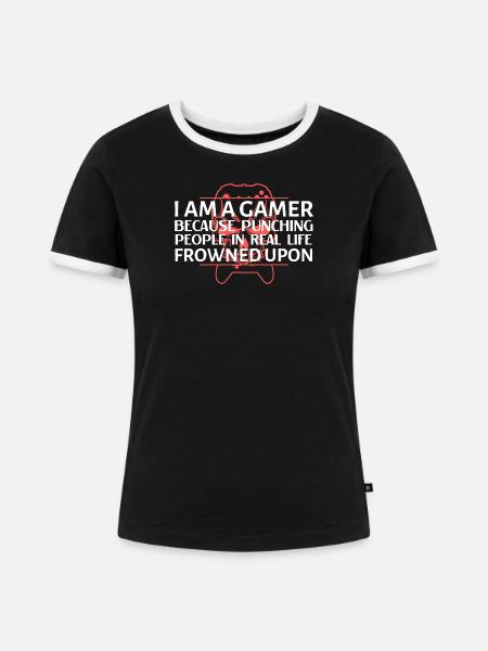 Gamer Punchline Tee - Frauen Kontrast-T-Shirt - Schwarz/Weiß