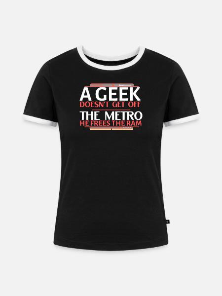 Geek Ram befreit die Metro - Frauen Kontrast-T-Shirt - Schwarz/Weiß