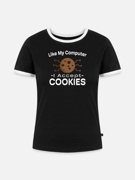 Ich akzeptiere Cookies Tech-Meme - Frauen Kontrast-T-Shirt - Schwarz/Weiß