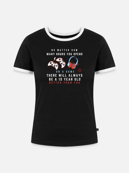 Spielrivalität Witz Abschlag - Frauen Kontrast-T-Shirt - Schwarz/Weiß